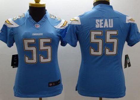 Women's Nike San Diego Chargers #55 Junior Seau Blue Stitched NFL Limited Jersey