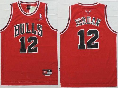 Chicago Bulls #12 Michael Jordan Red Throwback Stitched NBA Jersey