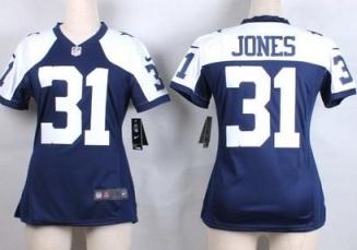 Women's Nike Dallas Cowboys #31 Byron Jones Blue Thanksgiving Throwback NFL Jersey