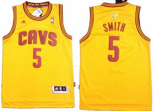 Cavaliers #5 J.R. Smith Yellow Stitched Revolution 30 NBA Jersey