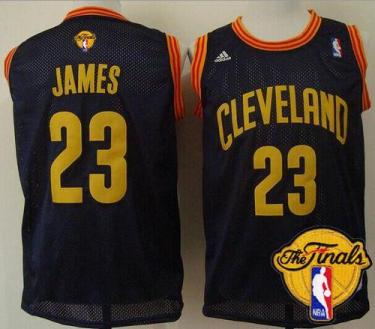 Cavaliers #23 LeBron James Navy Blue Throwback The Finals Patch Stitched NBA Jersey