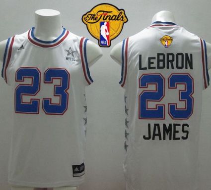 Cavaliers #23 LeBron James White 2015 All Star The Finals Patch Stitched NBA Jersey