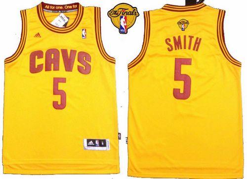 Cavaliers #5 J.R. Smith Yellow The Finals Patch Stitched Revolution 30 NBA Jersey