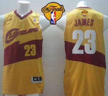 Cavaliers #23 LeBron James Yellow The Finals Patch Stitched Revolution 30 NBA Jersey