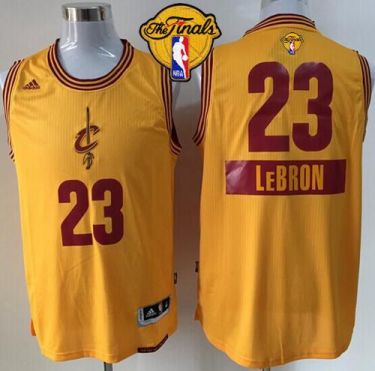 Cavaliers #23 LeBron James Yellow 2014-15 Christmas Day The Finals Patch Stitched NBA Jersey