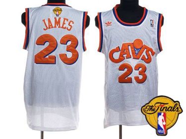Mitchell and Ness Cavaliers #23 LeBron James White CAVS The Finals Patch Stitched NBA Jersey