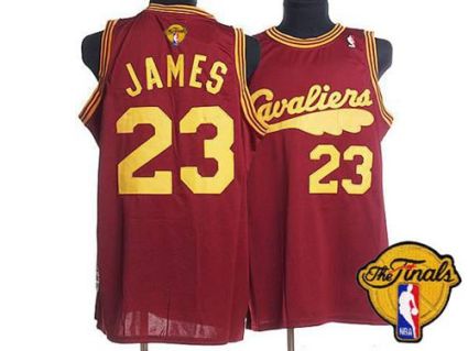 Mitchell and Ness Cavaliers #23 LeBron James Red Throwback The Finals Patch Stitched NBA Jersey