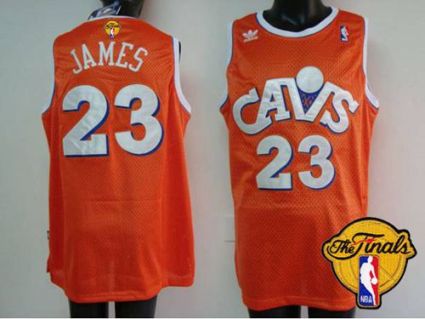 Mitchell and Ness Cavaliers #23 LeBron James Orange CAVS The Finals Patch Stitched NBA Jersey