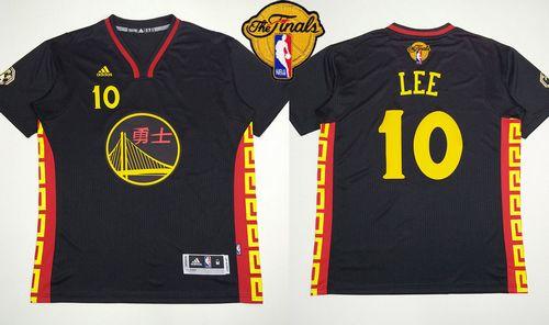Warriors #10 David Lee Black Slate Chinese New Year The Finals Patch Stitched NBA Jersey