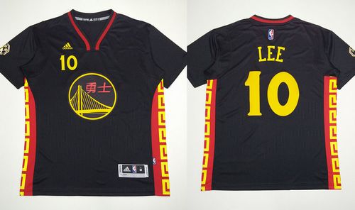 Warriors #10 David Lee Black Slate Chinese New Year Stitched NBA Jersey