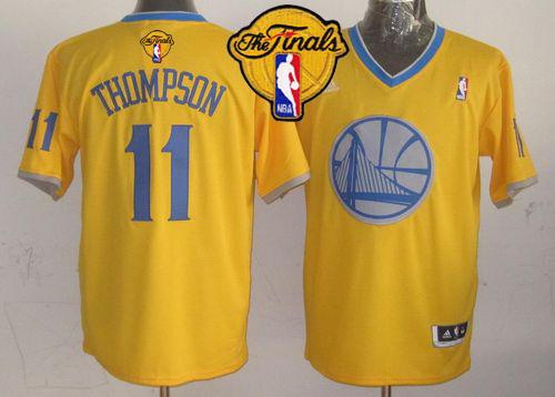 Warriors #11 Klay Thompson Gold 2013 Christmas Day Swingman The Finals Patch Stitched NBA Jersey