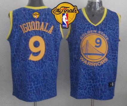 Warriors #9 Andre Iguodala Blue Crazy Light The Finals Patch Stitched NBA Jersey