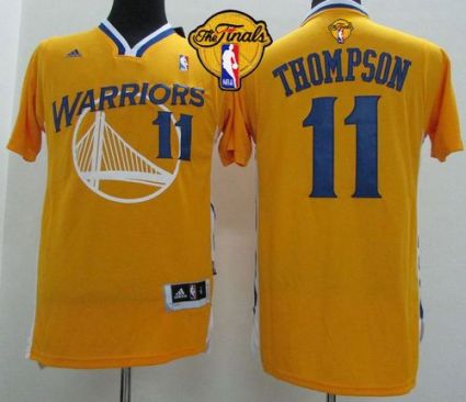 Warriors #11 Klay Thompson Gold Alternate The Finals Patch Stitched Revolution 30 NBA Jersey