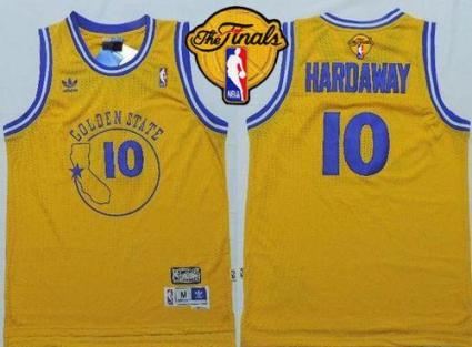 Warriors #10 Tim Hardaway Gold New Throwback The Finals Patch Stitched NBA Jersey