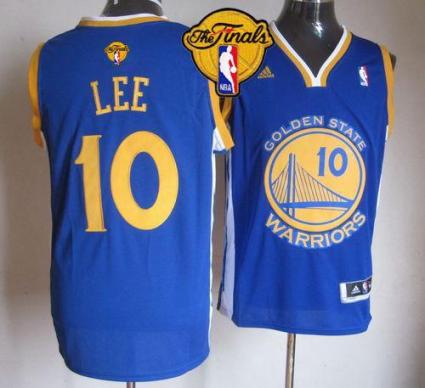 Warriors #10 David Lee Blue The Finals Patch Stitched Revolution 30 NBA Jersey