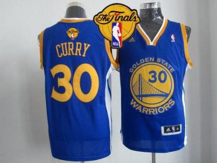 Warriors #30 Stephen Curry Blue The Finals Patch Stitched Revolution 30 NBA Jersey