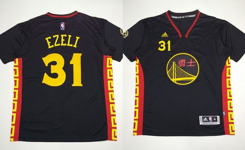 Warriors #31 Festus Ezeli Black Slate Chinese New Year Stitched NBA Jersey