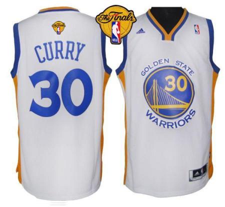 Warriors #30 Stephen Curry White The Finals Patch Stitched Revolution 30 NBA Jersey