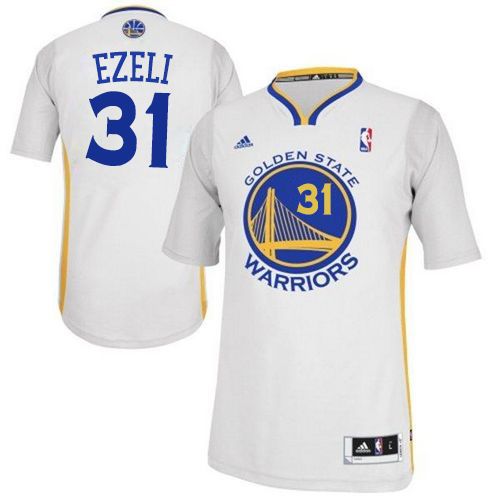 Warriors #31 Festus Ezeli White Alternate Stitched Revolution 30 NBA Jersey