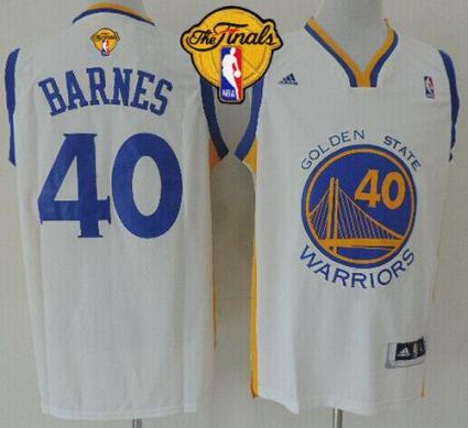 Warriors #40 Harrison Barnes White The Finals Patch Stitched Revolution 30 NBA Jersey