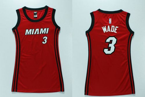 Women's Heat #3 Dwyane Wade Red Dress Stitched NBA Jersey