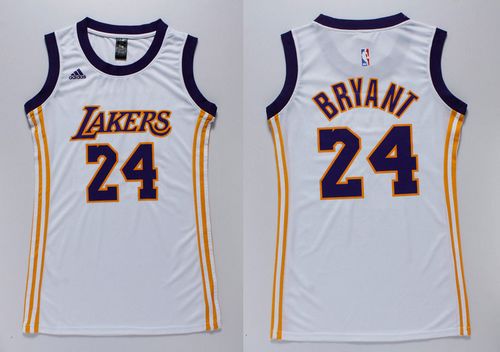 Women's Lakers #24 Kobe Bryant White Dress Stitched NBA Jersey
