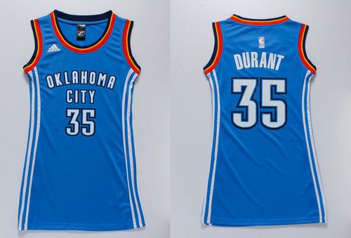Women's Thunder #35 Kevin Durant Blue Dress Stitched NBA Jersey
