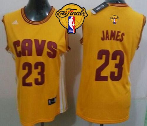 Women's Cavaliers #23 LeBron James Gold The Finals Patch Alternate Stitched NBA Jersey