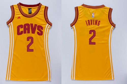 Women's Cavaliers #2 Kyrie Irving Gold Dress Stitched NBA Jersey