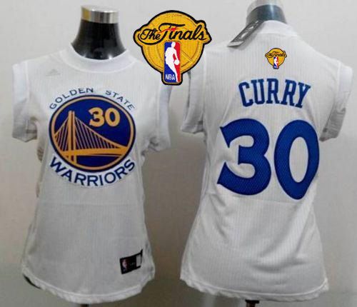 Women's Warriors #30 Stephen Curry White The Finals Patch Fashion Stitched NBA Jersey