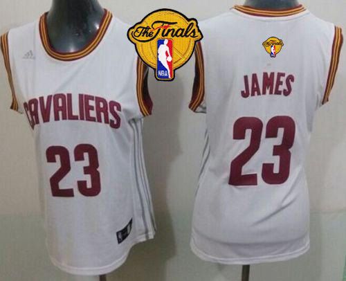 Women's Cavaliers #23 LeBron James White The Finals Patch Home Stitched NBA Jersey