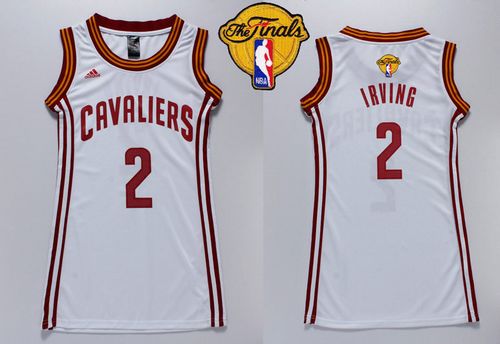 Women's Cavaliers #2 Kyrie Irving White The Finals Patch Dress Stitched NBA Jersey