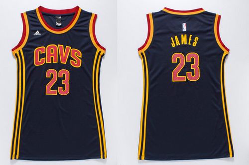 Women's Cavaliers #23 LeBron James Navy Blue Dress Stitched NBA Jersey
