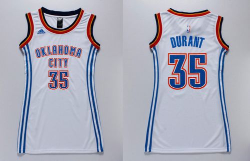Women's Thunder #35 Kevin Durant White Dress Stitched NBA Jersey