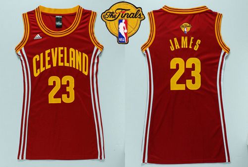 Women's Cavaliers #23 LeBron James Red The Finals Patch Dress Stitched NBA Jersey