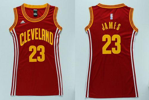Women's Cavaliers #23 LeBron James Red Dress Stitched NBA Jersey