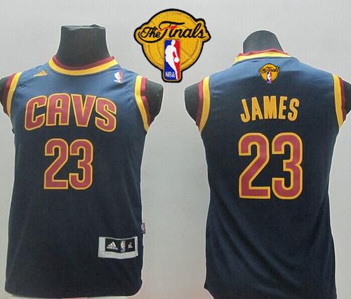 Youth Cavaliers #23 LeBron James Dark Blue The Finals Patch NBA Jersey