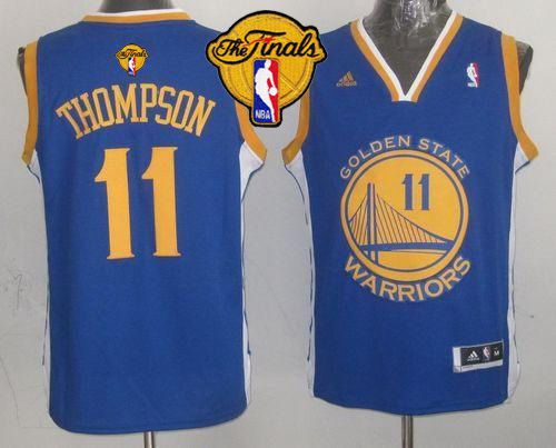 Youth Warriors #11 Klay Thompson Blue The Finals Patch Stitched NBA Jersey