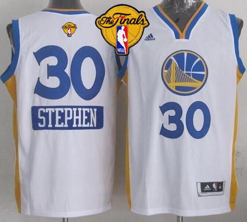Youth Warriors #30 Stephen Curry White 2014-15 Christmas Day The Finals Patch Stitched NBA Jersey