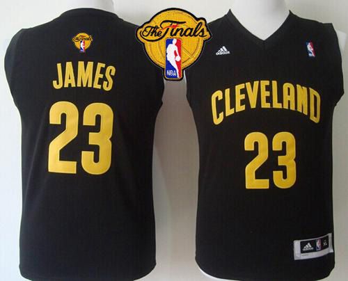 Youth Cavaliers #23 LeBron James Black The Finals Patch Stitched NBA Jersey