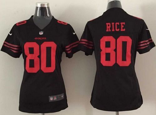 Women's Nike 49ers #80 Jerry Rice Black Alternate Stitched NFL Elite Jersey