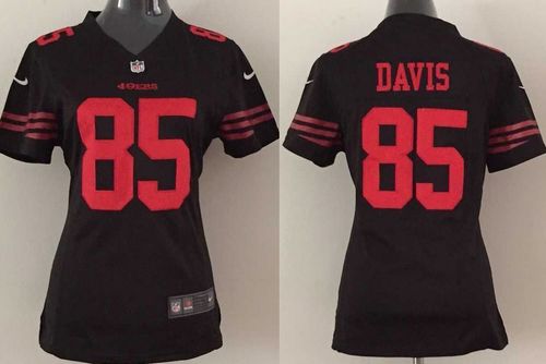 Women's Nike 49ers #85 Vernon Davis Black Alternate Stitched NFL Elite Jersey