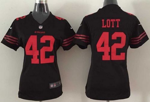 Women's Nike 49ers #42 Ronnie Lott Black Alternate Stitched NFL Elite Jersey