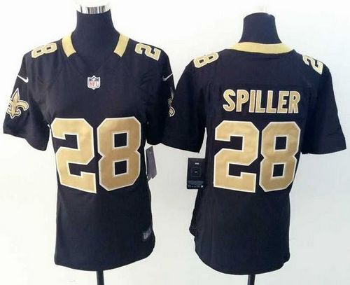 Women's Nike Saints #28 C.J. Spiller Black Team Color Stitched NFL Elite Jersey