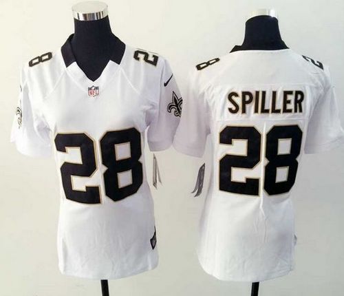 Women's Nike Saints #28 C.J. Spiller White Stitched NFL Elite Jersey