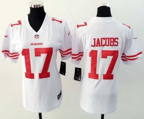 Women's Nike 49ers #17 Chuck Jacobs White Stitched NFL Elite Jersey
