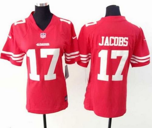 Women's Nike 49ers #17 Chuck Jacobs Red Team Color Stitched NFL Elite Jersey
