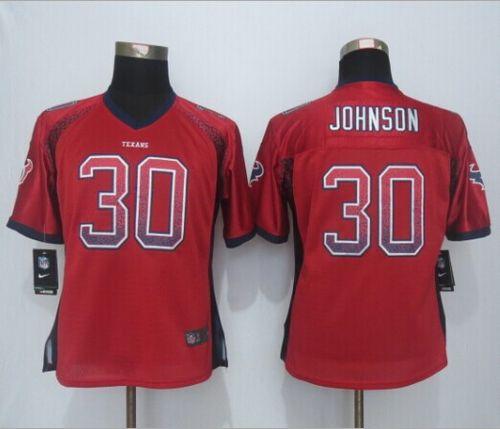 Women's Nike Texans #30 Kevin Johnson Red Alternate Stitched NFL Elite Drift Fashion Jersey