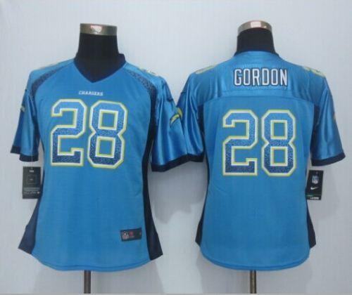 Women's Nike Chargers #28 Melvin Gordon Electric Blue Alternate Stitched NFL Elite Drift Fashion Jersey