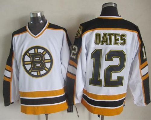 Bruins #12 Adam Oates White Black CCM Throwback Stitched NHL Jersey